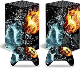 Resim Xbox Series X Konsol ve Denetleyiciler için Cilt Çıkartması, Vinil Çıkartma Serisi X Kaplamalar, X-Box X Serisi X için Wrap Çıkartma Kapak Koruyucu Aksesuarlar (Ateş ve Su) 