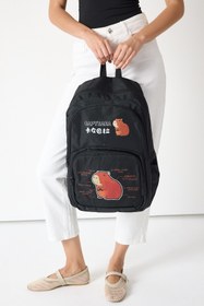 Resim Tonny Black Çocuk Unisex Siyah Sincap Baskılı Sırt Çantası 