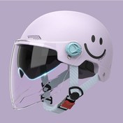 Resim Globalpurchase Kask Kulak Korumalı Çift Lensler Güneş Korumalı Dört Mevsim Banliyö Bisiklet Kaskı - Mor Çift Lensler Mor 