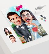 Resim Kişiye Özel Evleniyoruz Karikatür 240 Parça A3 Puzzle - 1 