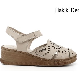 Resim Gönderi R Kadın Bej Antik Cırt Bantlı Dolgu Topuk Hakiki Deri Sandalet Dyza70945885 Bej 