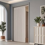 Resim 1 Adet Modern Katlanabilir Kapı Perdesi Plastik Kancalarla - Şık Direksiz Tasarım, Siyah/Beyaz, Sentetik Lif, Kolay Temizlenir, Yatak Odaları & Oturma Odaları İçin Her Mevsim Dekoru, Zarif Salon Perdeleri, Çok Yönlü Oda Stili, Dayanıklı Kumaş 