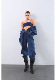 Resim Kadın Oversize Jean Tulum Koyu Mavi 001 