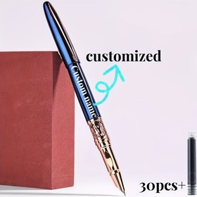 Resim [1 Adet Özel Kazınmış Dolma Kalem] 1 Adet Klipsli Kapatma Özel Kazınmış Metal Dolma Kalem, Orta Uç 0.38, Akıcı Yazma, Yeniden Doldurulabilir, 30 Siyah Mürekkep Kartuşu Dahil, Günlük Yazma, Kaligrafi, Sevgililer Günü, Noel, Baba Günü, Öğretmen Günü, Şükran Günü İçin İdeal Kişiselleştirilmiş Hediye 