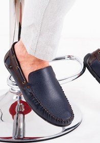 Resim zincirport Erkek Lacivert Kahve Rog Loafer Ayakkabı 