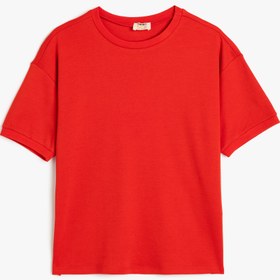 Resim Erkek Çocuk Oversize Basic Tişört Kısa Kollu Bisiklet Yaka Pamuklu 
