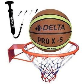 Resim Delta Basketbol Çemberi No5 PRO-X Basketbol Topu Basketbol Filesi Top Pompası Seti 