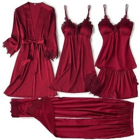 Resim Kutulu Bordo Saten 5'li Çeyiz Seti Bordo 