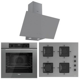 Resim Ferre Flowart QBL63CPR-SS208-D079 7 Prog. Dijital Turbo Ankastre Set - Gri 