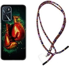 Resim kilifland Oppo A16 ile Uyumlu Kılıf Rasta Ipli Boyun Askılı Desenli Silikon Boks Eldiveni 1763 