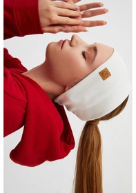 Resim Kadın %100 Pamuklu Termal, Kaymaz, Terletmez, Ultra Hafif, Spor Saç Bandı Bandana - Tek Ebat / Beyaz-bordo Beyaz-bordo 