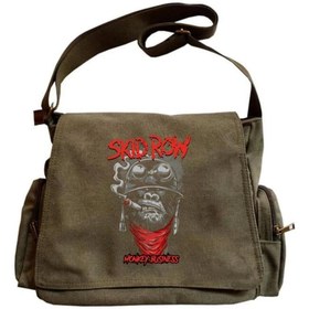 Resim Violon Skidrow Baskılı Unisex Yeşil Postacı Çantası 