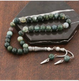 Resim Doğaltaş Metal Püsküllü Hint Akik Taşlı Tesbih 