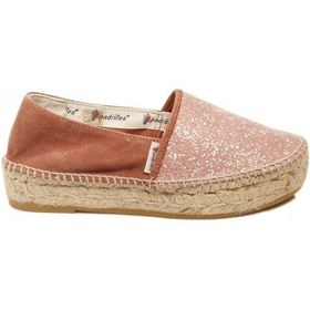 Resim Espadrilles Tommy Glit Pembe Simli Süet Deri Dolgu Topuklu Hasır Tabanlı Kadın Ayakkabı Pembe 