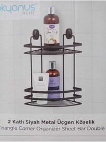 Resim Okyanus Home 2 katlı siyah metal üçgen köşelik 