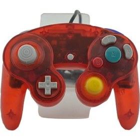 Resim Şeffaf Kırmızı-şeffaf Renkli Kablolu Gamepad Denetleyici Joypad, Ngc Joystick İçin Gamecube Pc İçin Tek Noktalı 