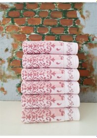 Resim 6 Adet Emily El Yüz Havlusu 50x90 %100 Pamuk Kadife Havlu Pudra Pudra 