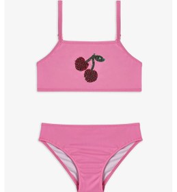 Resim Penti Açık Pembe Kız Çocuk Cherry Halter Bikini Takımı 