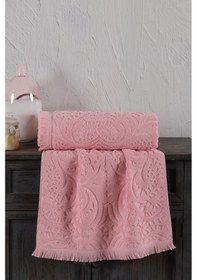 Resim Varol Jacquard %100 Pamuk Banyo Havlusu 90x150cm Pudra-90x150cm Pudra 