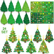Resim 24 Set Noel Ağacı DIY El Sanatları Kiti - Kendi Tatil Kutlama Kartlarınızı Yapın, Stickerlerle Mükemmel Noel Partileri ve Ev Okul Aktiviteleri İçin 