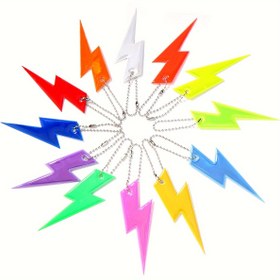 Resim 1 adet Lightning Güvenlik Reflektör Etiketi Kolye Anahtarlık Luminous Anahtarlık Çanta Sırt Çantası Charm Reflektif Şerit Gece Reflektör Öğrenciler Kadınlar Erkekler Hediye 
