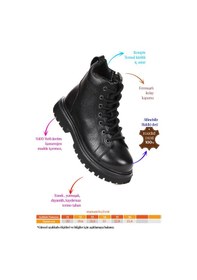 Resim Kiko Kids Rita %100 Deri Fermuarlı Erkek Çocuk Bot Ayakkabı Siyah 