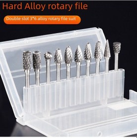 Resim Suofeng Tungsten Carbide Tester Uçları Seti 3 6mm 10 Adet Çift İzi Metal Taşlama, Oymacılık Ve Delme Aracı Şeffaf Kutuda 