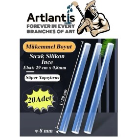 Resim Artlantis Ince Sıcak Silikon Mum 20 Adet 1 Paket Mum Çubuk Silikon Ince Silikon Tabanca Yedeği Ince 1 Paket 