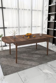 Resim Renlife Yemek Masası Mutfak Masası Ahşap Masa Açılır Masa 6 Kişilik Masa(KEMENÇE CEVİZ) 