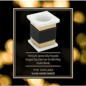 Resim Mayaglory Vogue Serisi Doğal Mermer Taş Deri Diş Fırçalık Siyah Gold Renk 4250 