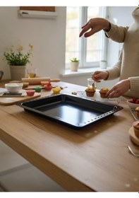 Resim Mybru Emaye Ankastre Fırın Tepsisi 45.5 X 37.5 X 4.4 Cm Siyah 