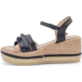 Resim Zorde Dolgu Topuk Hasırlı Kadın Sandalet - Siyah - 37 Siyah 