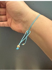 Resim Zirkon Taşlı Elma İp Bileklik Mavi 