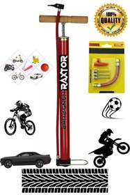 Resim RAXTOR El ve Ayak Hava Pompası Basınçlı Ayak Pompası Lastik Şişirme Pompası El Pompası + Şişirme Seti 