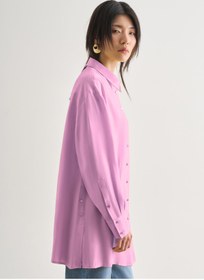 Resim Mizalle Gömlek Yaka Pembe Kadın Tunik M2MZ1030210219 