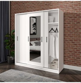 Resim Yonca 3 Kapaklı 8 Bölmeli Aynalı Dolap 