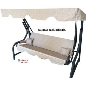Resim 3 Kişilik Salıncak Minder Seti Süngerli Kılıfı Krem Bahçe Minderi (547461860) 