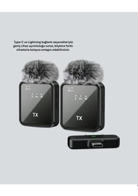 Resim Beta Moda Hub Vlog Podcast Ve Röportajlar İçin Kablosuz Çift Yaka Mikrofon 