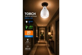Resim ŞANLED 20W Tasarruflu E27 Beyaz Renk Torch LED Ampul-8 Adet 