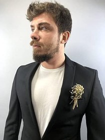 Resim Füme Otlu Damat Yaka Çiçeği 5 Adet 