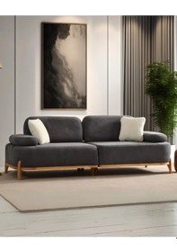 Resim Berina Sırt Mekanizmalı Üç Adet Üçlü Kanepe & 3'lü Koltuk 3+3+3 - Antrasit Antrasit 