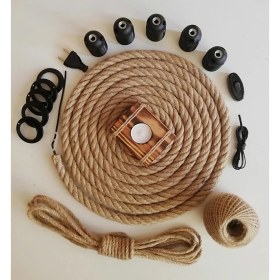 Resim Özcan Life Jüt Halat 16-18MM KABLOLU5MT Süsleme Lambader Halat Sarkıt E27 5mt, 