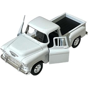 Resim Shem Beyaz Chevrolet Stepside Pikap Oyuncak Lisanslı Diecast Metal Çek Bırak Araba 