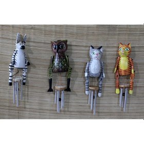 Resim Ahşap Hayvan Figürlü Rüzgar Çanı Model 2 Çok Renkli 
