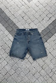 Resim YIRTIK DETAYLI RETRO KOT ŞORT • MAVİ 3414 - 30 