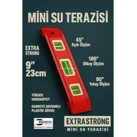 Resim Daisy Home Mini Su Terazisi, 23 cm, Mıknatıslı, Kompakt Su Terazisi, Plastik Gövde, Hassas Ölçüm Seviyelendirme Aracı 