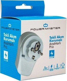 Resim Powermaster 16816 Anahtarlı Tekli Akım Korumalı Priz 