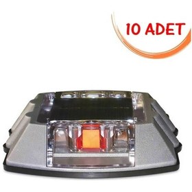 Resim Işıklı Yol Butonu Güneş Enerjili Solar Yol Butonu Ledli Yol Buton Kırmızı 10 Adet 