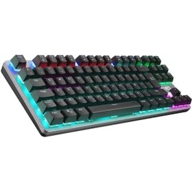 Resim Altec Lansing ALGK8404 Siyah\u002FGümüş BLUE SWITCH Rainbow 87 Tuşlu Süper Kompakt Mekanik Gaming Oyuncu Klavye 