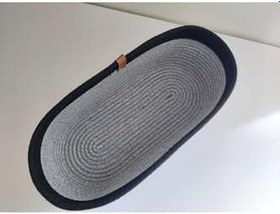 Resim Oval Sepet Düzenleyici Organizer Hasır Sepet Dekorasyon Hediyelik - 32X18X10 Cm Gri 